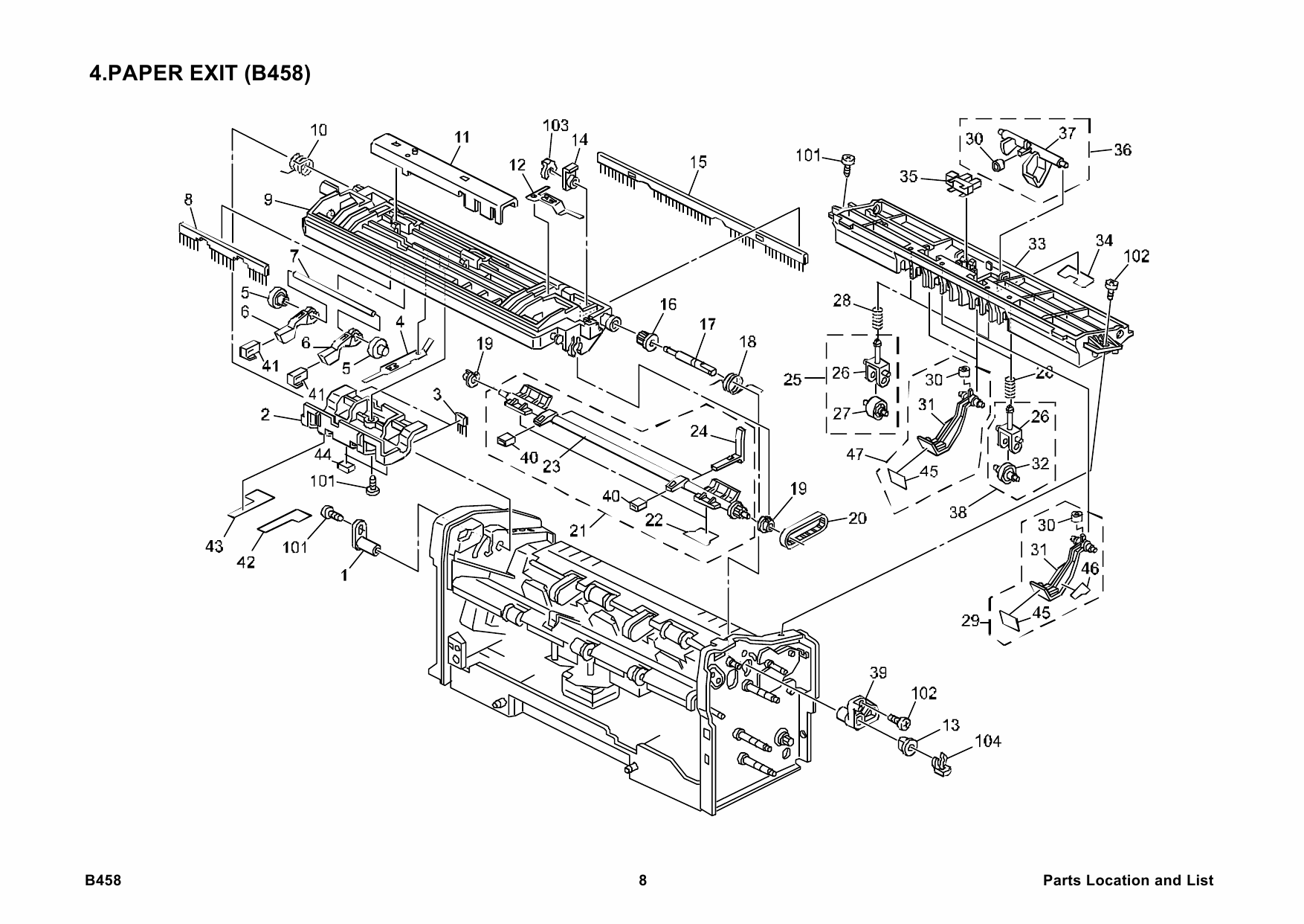 RICOH Options B458 500-SHEET-FINISHER-SR830 Parts Catalog PDF download-5